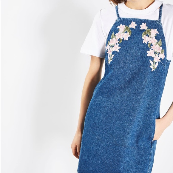 Top shop embroidered denim dress size 12 - Picture 2 of 9